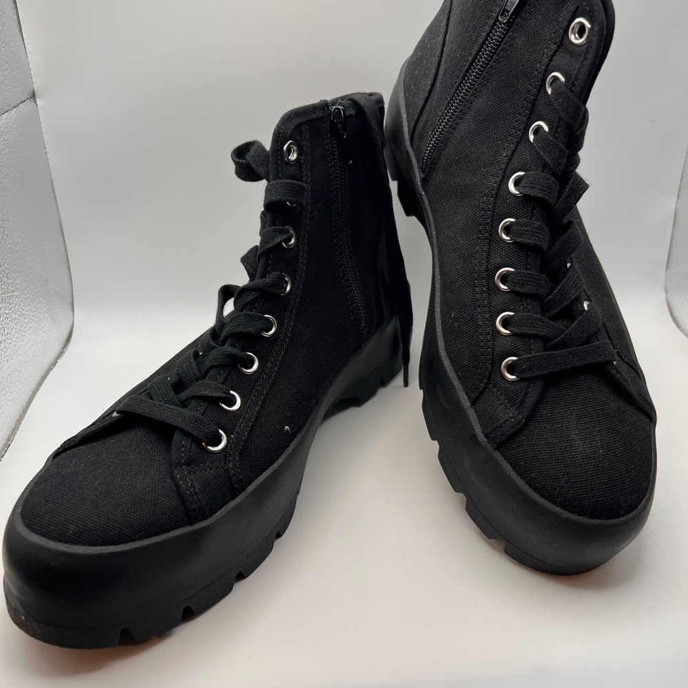 Steve Madden Lynet Black High-Top Women's Canvas Boots - Picture 2 of 6